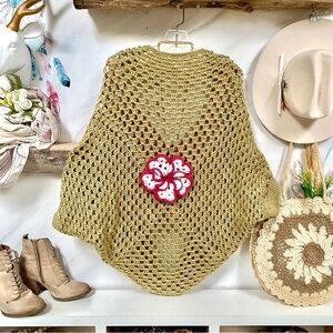 Artisan farmhouse boho knit cardigan w granny cottage cabin prairie vibe